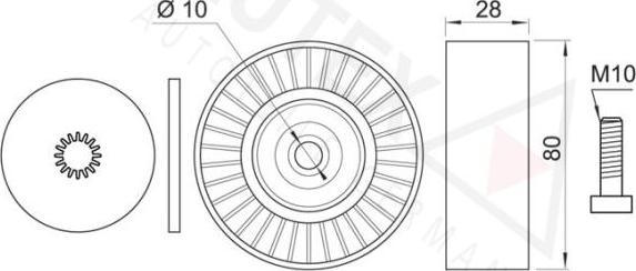 Autex 654403 - Паразитний / провідний ролик, поліклиновий ремінь autocars.com.ua