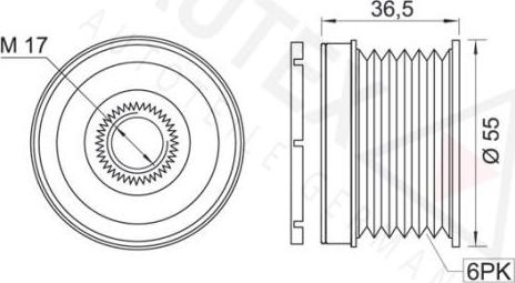 Autex 654452 - Ремінний шків, генератор autocars.com.ua