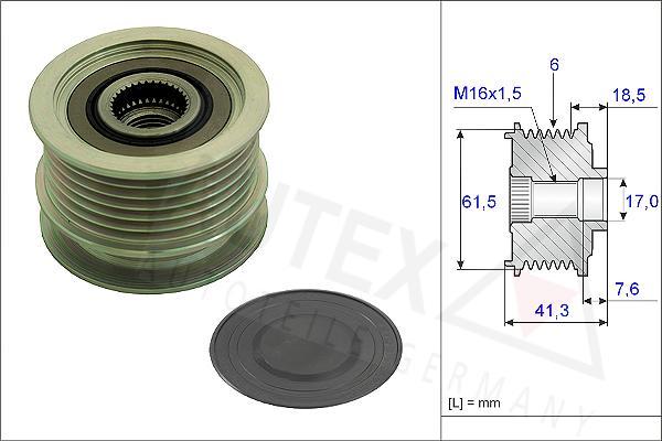 Autex 654803 - Ремінний шків, генератор autocars.com.ua