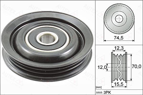 Autex 655127 - Паразитний / провідний ролик, поліклиновий ремінь autocars.com.ua