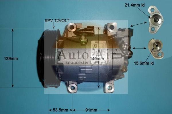 Auto Air Gloucester 14-0002 - Компресор, кондиціонер autocars.com.ua