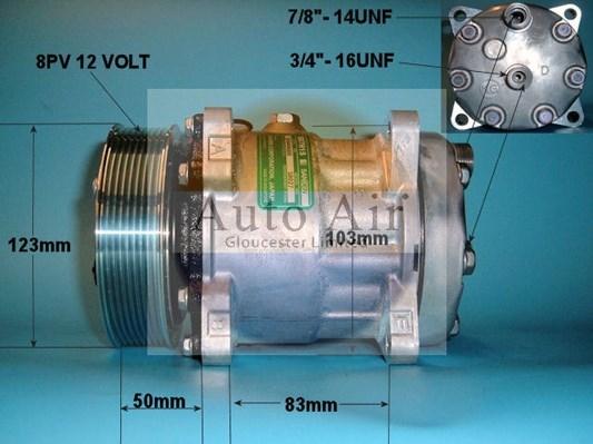 Auto Air Gloucester 14-0103C - Компресор, кондиціонер autocars.com.ua