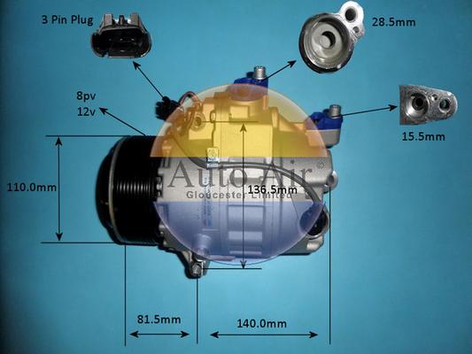 Auto Air Gloucester 14-0848P - Компресор, кондиціонер autocars.com.ua