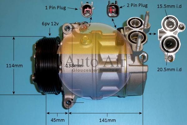 Auto Air Gloucester 14-1050P - Компресор, кондиціонер autocars.com.ua