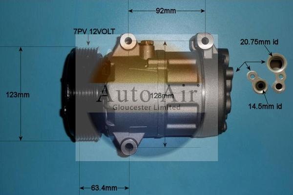 Auto Air Gloucester 14-1115P - Компресор, кондиціонер autocars.com.ua