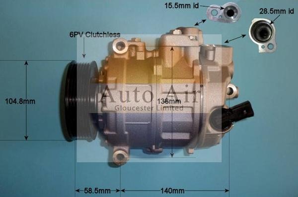 Auto Air Gloucester 14-1126P - Компресор, кондиціонер autocars.com.ua