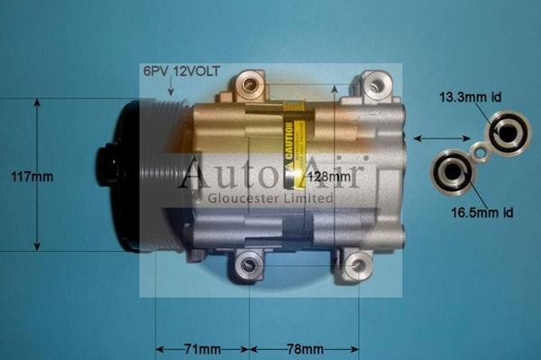 Auto Air Gloucester 14-1136P - Компресор, кондиціонер autocars.com.ua