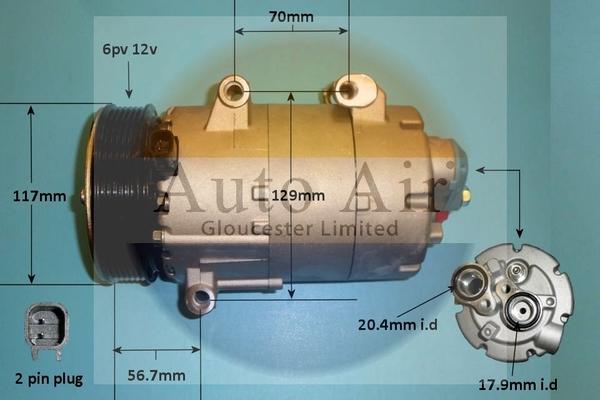 Auto Air Gloucester 14-1139P - Компресор, кондиціонер autocars.com.ua