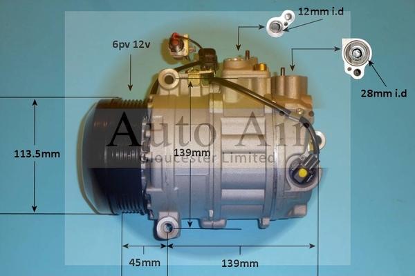 Auto Air Gloucester 14-1282P - Компресор, кондиціонер autocars.com.ua