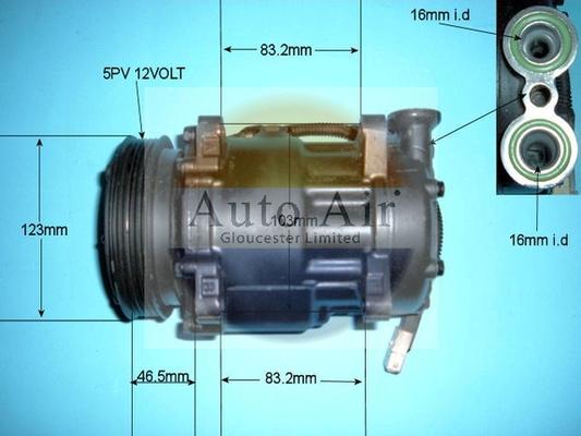 Auto Air Gloucester 14-1500R - Компресор, кондиціонер autocars.com.ua