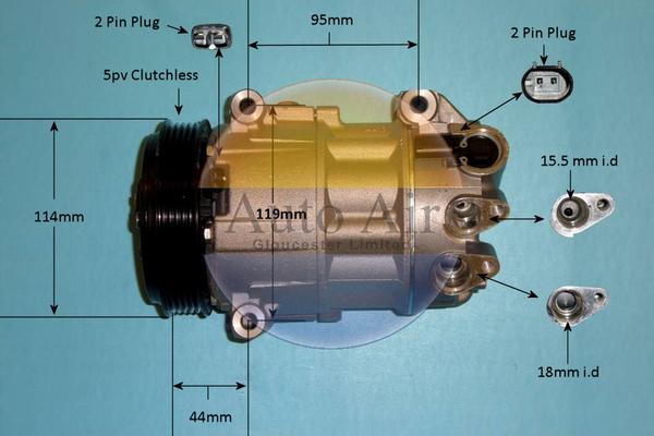 Auto Air Gloucester 14-2069P - Компресор, кондиціонер autocars.com.ua