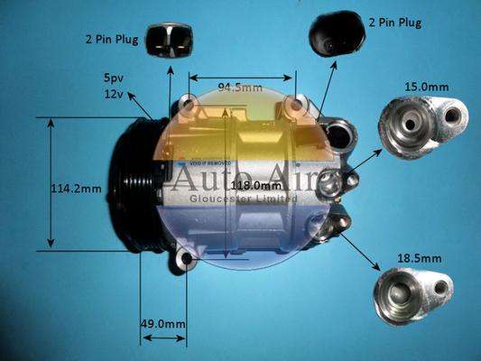 Auto Air Gloucester 14-2069P - Компресор, кондиціонер autocars.com.ua