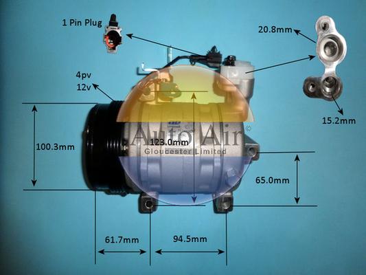 Auto Air Gloucester 14-9761P - Компресор, кондиціонер autocars.com.ua