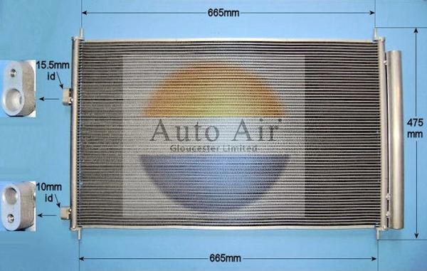 Auto Air Gloucester 16-1090 - Конденсатор, кондиціонер autocars.com.ua