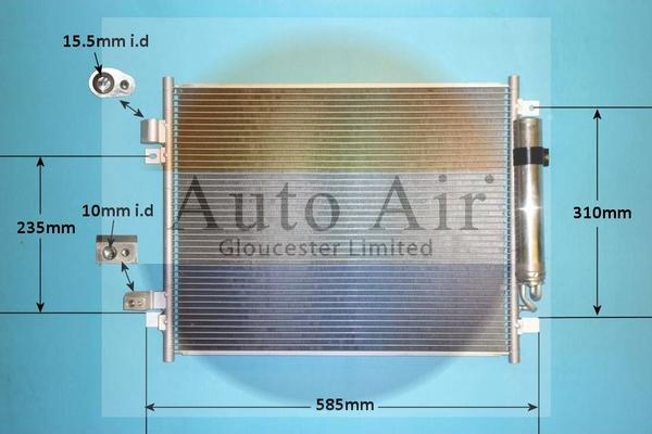 Auto Air Gloucester 166237 - Конденсатор, кондиціонер autocars.com.ua