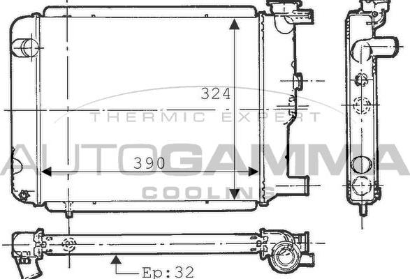 Autogamma 100751 - Радіатор, охолодження двигуна autocars.com.ua