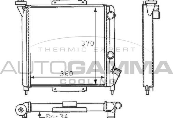 Autogamma 100825 - Радіатор, охолодження двигуна autocars.com.ua