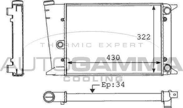 Autogamma 101045 - Радіатор, охолодження двигуна autocars.com.ua