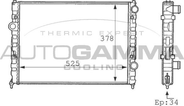 Autogamma 101075 - Радиатор, охлаждение двигателя autodnr.net