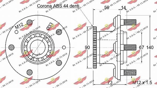 Autokit 01.261 - Комплект підшипника маточини колеса autocars.com.ua