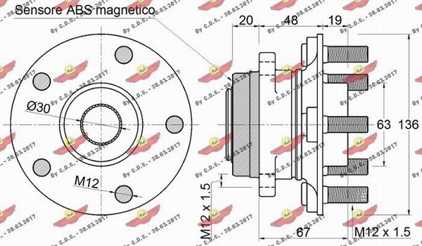 Autokit 0198301 - Комплект підшипника маточини колеса autocars.com.ua