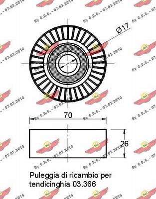 Autokit 03.366RP - Паразитний / провідний ролик, поліклиновий ремінь autocars.com.ua