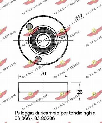 Autokit 03.366R - Паразитний / провідний ролик, поліклиновий ремінь autocars.com.ua