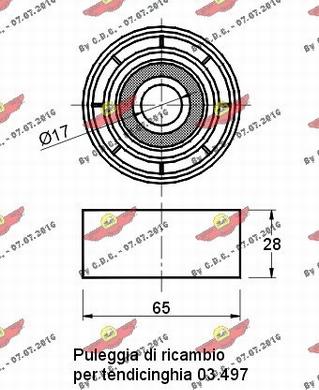 Autokit 03.497R - Паразитний / Провідний ролик, зубчастий ремінь autocars.com.ua