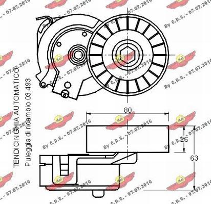 Autokit 03.569 - Натягувач ременя, клинові зуб. autocars.com.ua