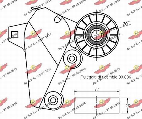 Autokit 03.80479 - Натягувач ременя, клинові зуб. autocars.com.ua