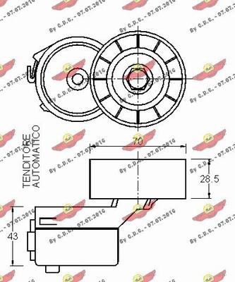 Autokit 03.80629 - Натягувач ременя, клинові зуб. autocars.com.ua