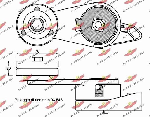 Autokit 03.80712 - Натягувач ременя, клинові зуб. autocars.com.ua