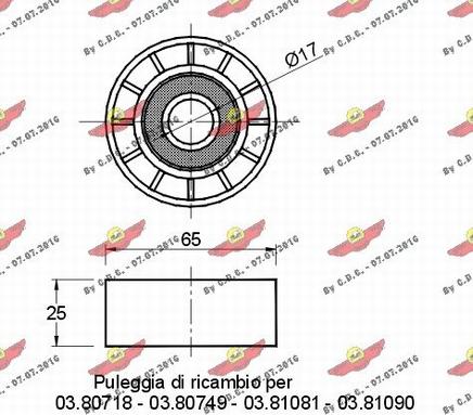 Autokit 03.80719 - Паразитний / провідний ролик, поліклиновий ремінь autocars.com.ua