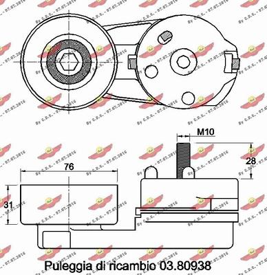 Autokit 03.80937 - Натягувач ременя, клинові зуб. autocars.com.ua