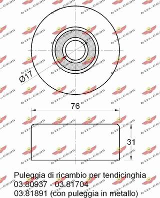 Autokit 03.80938 - Паразитний / провідний ролик, поліклиновий ремінь autocars.com.ua