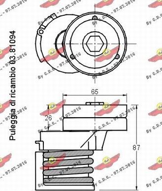 Autokit 03.81093 - Натягувач ременя, клинові зуб. autocars.com.ua