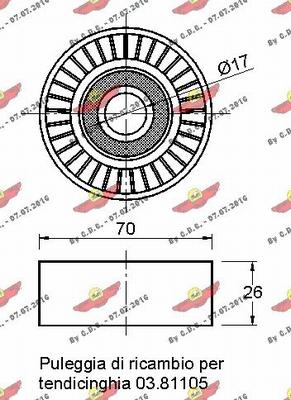 Autokit 03.81104 - Паразитний / провідний ролик, поліклиновий ремінь autocars.com.ua