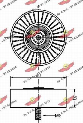 Autokit 03.81308 - Паразитний / провідний ролик, поліклиновий ремінь autocars.com.ua