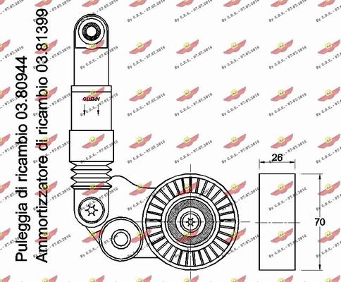 Autokit 03.81398 - Натягувач ременя, клинові зуб. autocars.com.ua