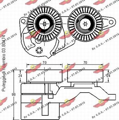 Autokit 03.81507 - Натягувач ременя, клинові зуб. autocars.com.ua