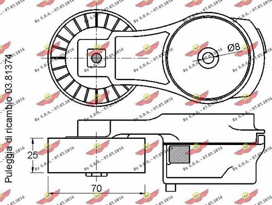 Autokit 03.81634 - Натягувач ременя, клинові зуб. autocars.com.ua