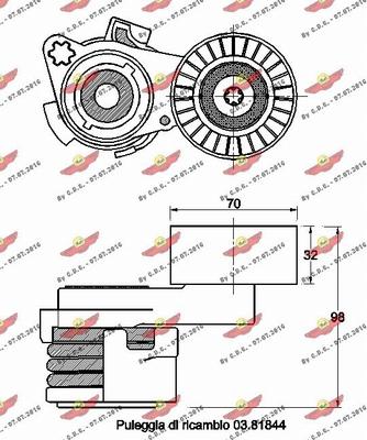 Autokit 03.81843 - Натягувач ременя, клинові зуб. autocars.com.ua