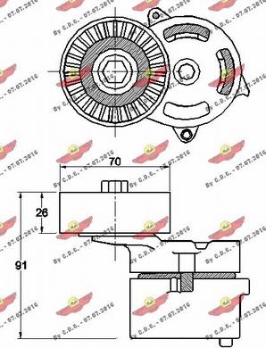 Autokit 03.81846 - Натягувач ременя, клинові зуб. autocars.com.ua