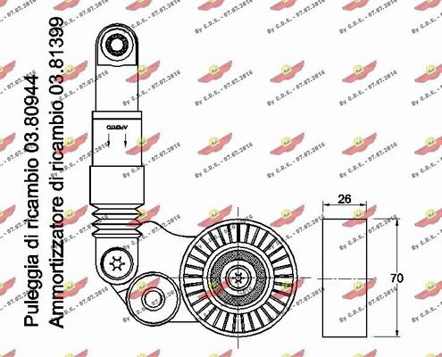 Autokit 03.81890 - Натягувач ременя, клинові зуб. autocars.com.ua