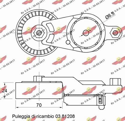 Autokit 03.82072 - Паразитний / провідний ролик, поліклиновий ремінь autocars.com.ua