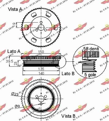 Autokit 03.90066 - Ремінний шків, колінчастий вал autocars.com.ua