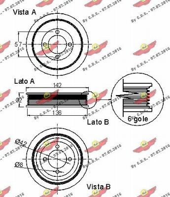 Autokit 03.90084 - Ремінний шків, колінчастий вал autocars.com.ua