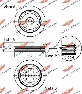 Autokit 03.90105 - Ремінний шків, колінчастий вал autocars.com.ua