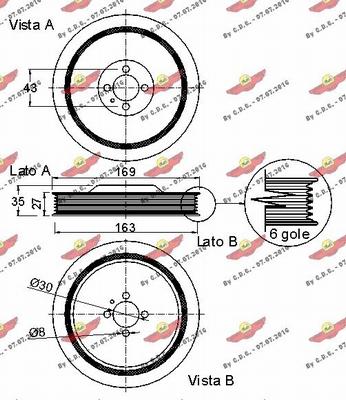 Autokit 03.90195 - Ремінний шків, колінчастий вал autocars.com.ua