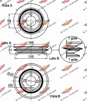 Autokit 03.90263 - Ремінний шків, колінчастий вал autocars.com.ua